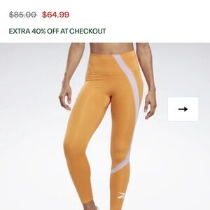 Reebok Vibrant Orange Leggings with White Stripe